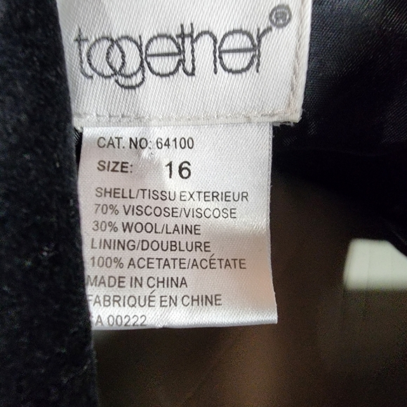 Vintage 80s Wool Preppy Tweed Blazer Velvet Trims Black White Academia Size 16 - Picture 2 of 15